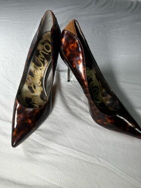 Sam Edelman Tortoiseshell Patent Pointed Toe Stiletto Pumps, office business
